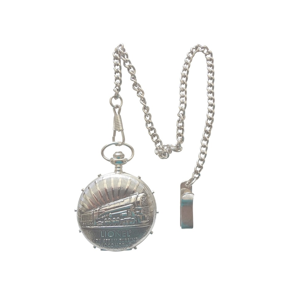 Lionel Trains 100th Anniversary Pocket Watch 671 Steam Turbine Silver Tone Chain
